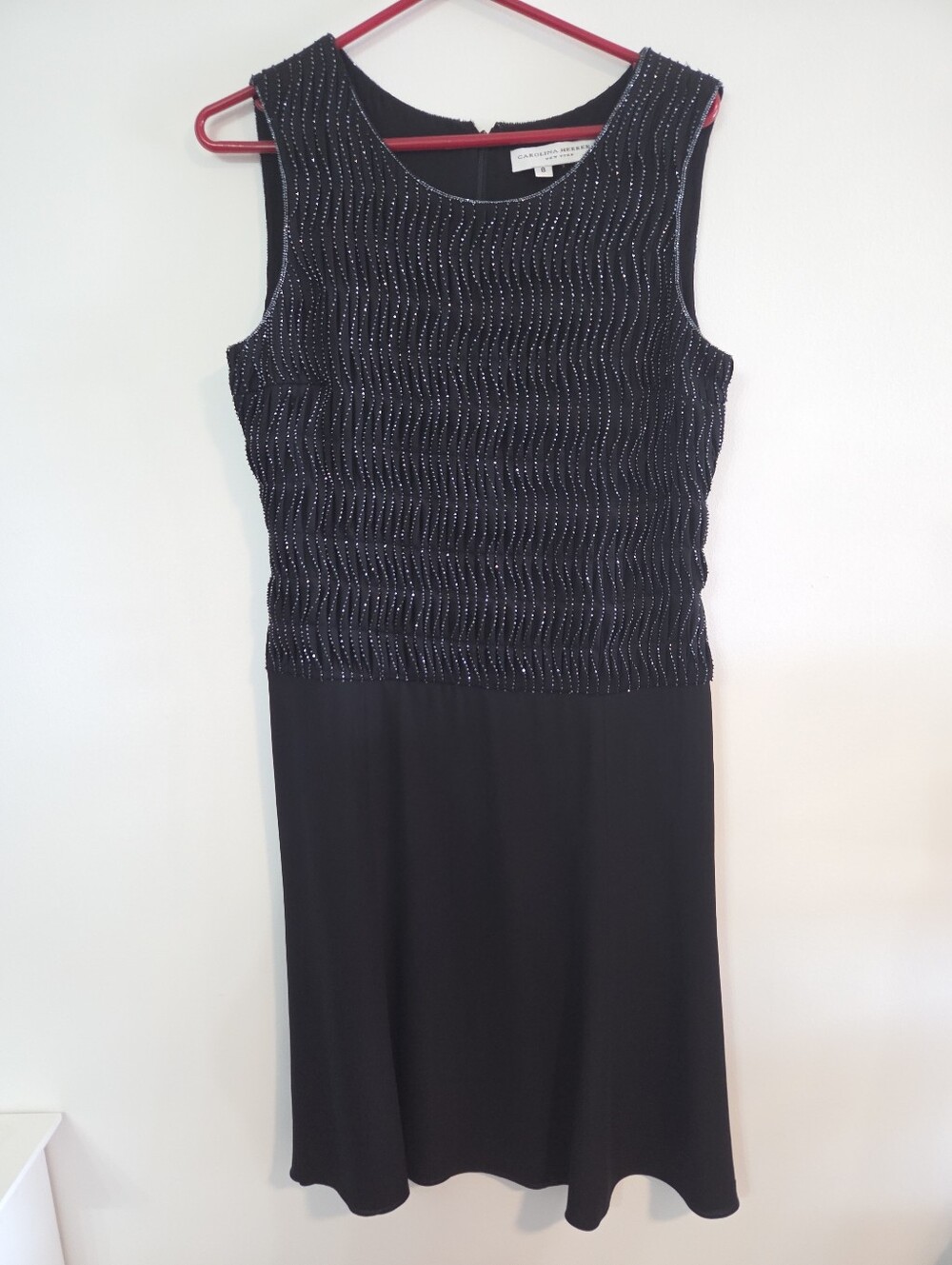 Carolina Herrera silk beaded evening dress Sz 8